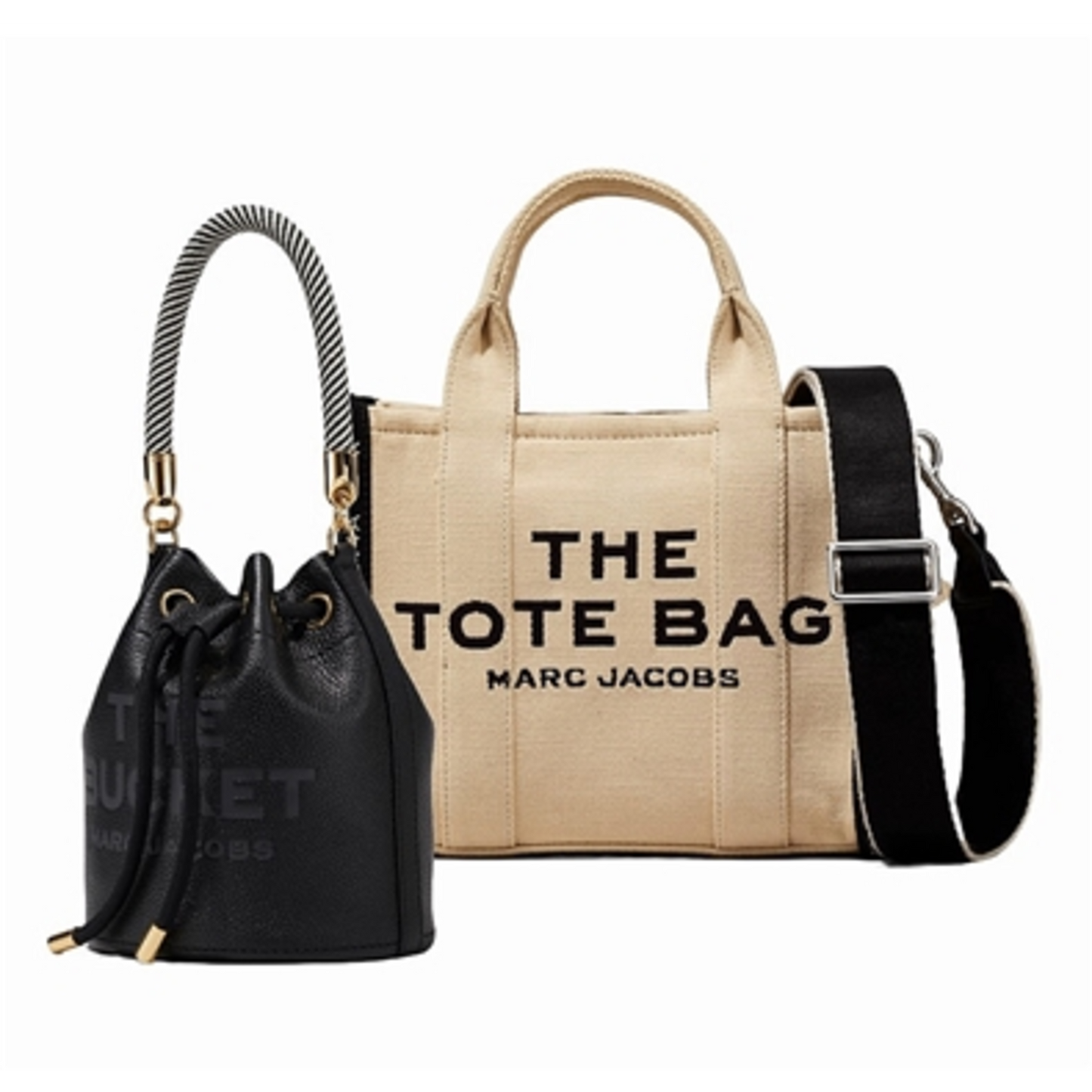 SMALL TOTE/LEATHER BUCKET DUO, WARM SAND/BLACK
