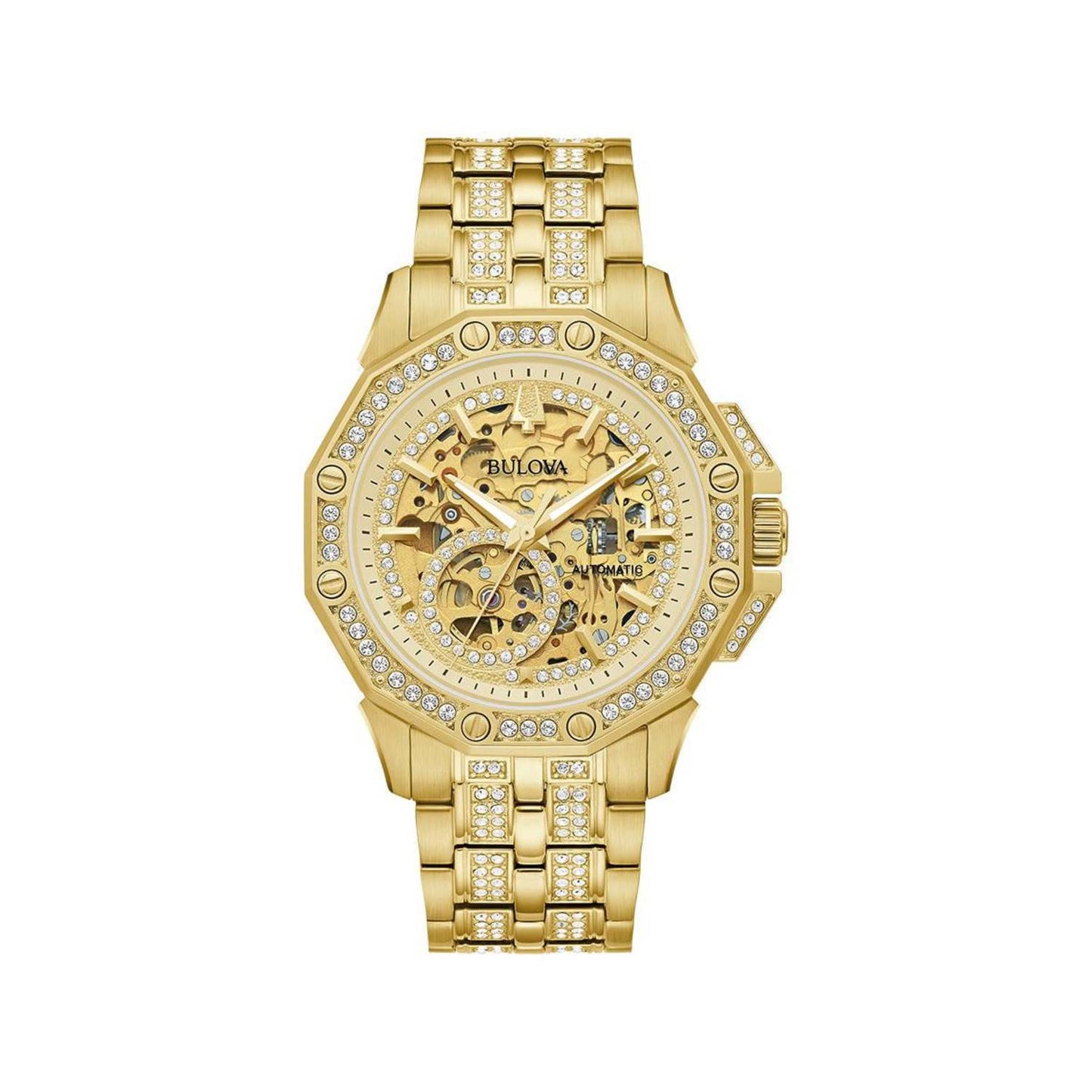MENS OCTAVA AUTOMATIC GOLD-TONE CRYSTAL WATCH SKELETON DIAL