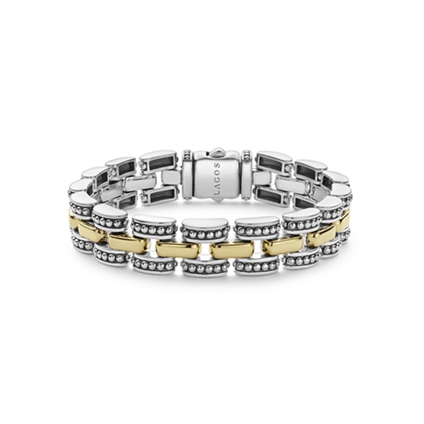 TWO-TONE CAVIAR LINK BRACELET, 7.25"