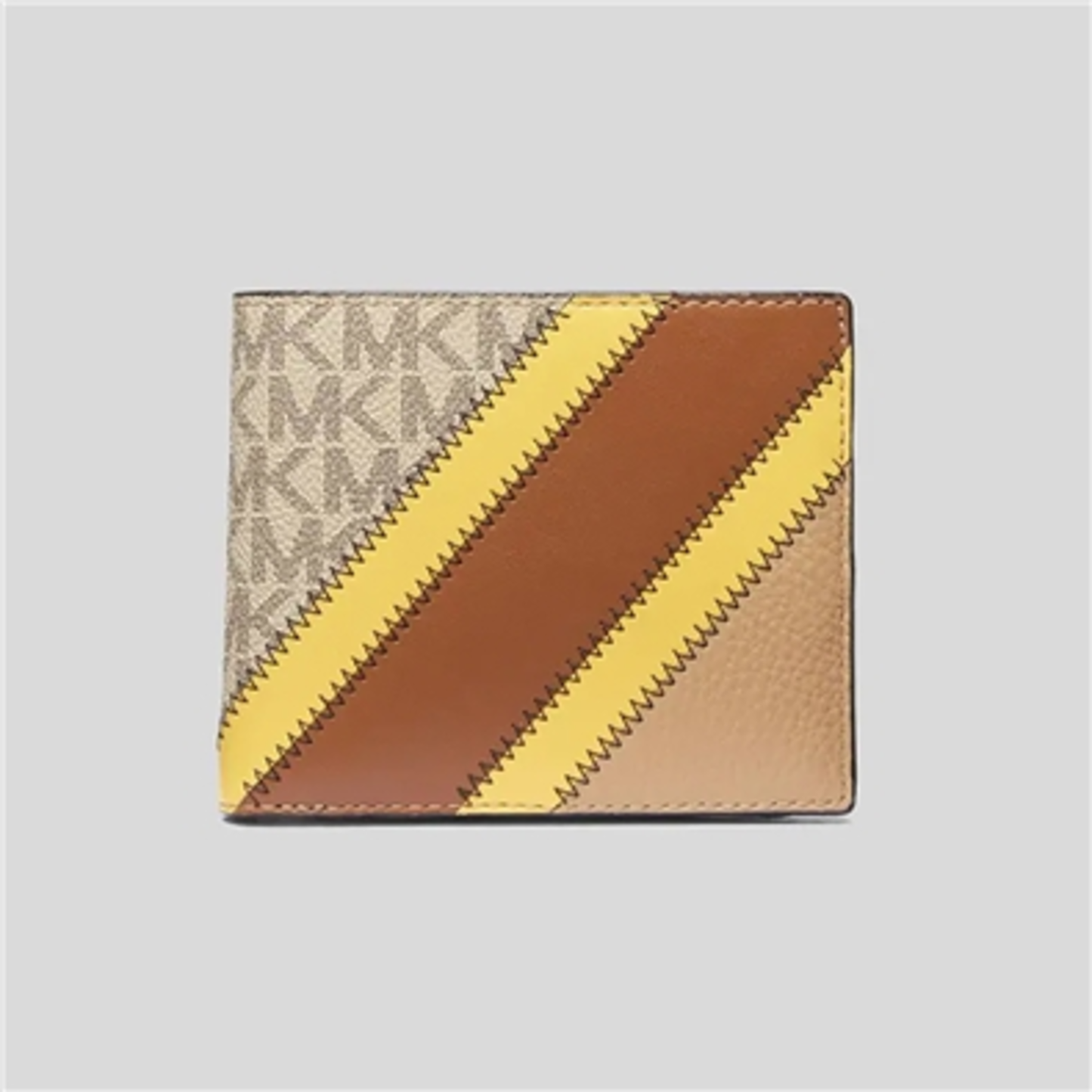 COOPER LOGO BILLFOLD WALLET, BROWN/YELLOW, 4"X4"