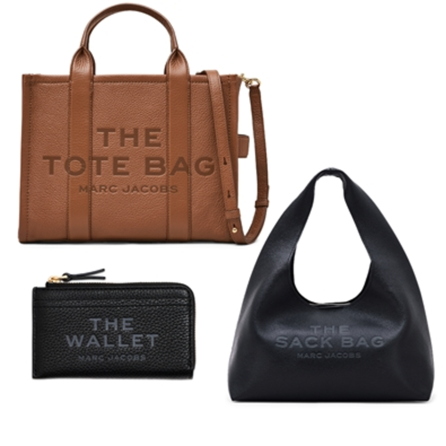 THE SACK, TOTE & WALLET STATEMENT TRIO, BLACK / ARGAN OIL