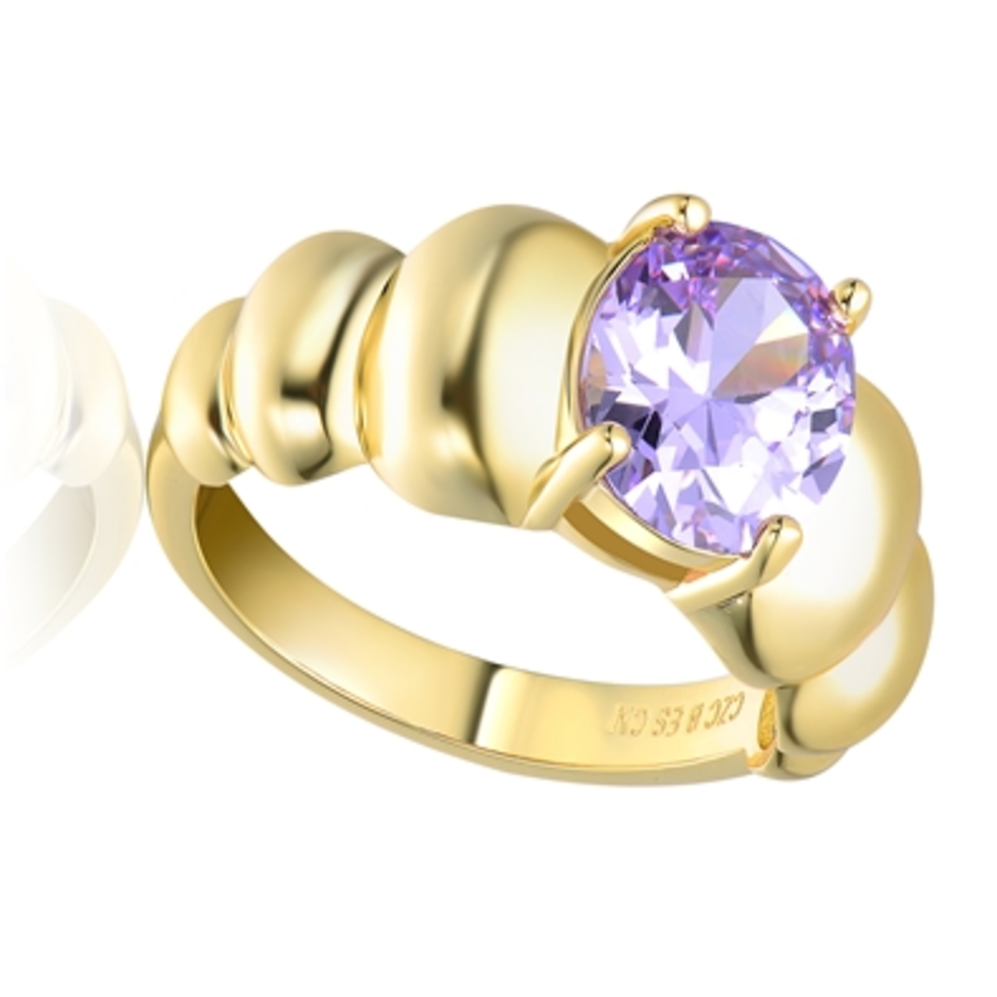 14K GOLD PURPLE STATEMENT RING, PURPLE, 6"