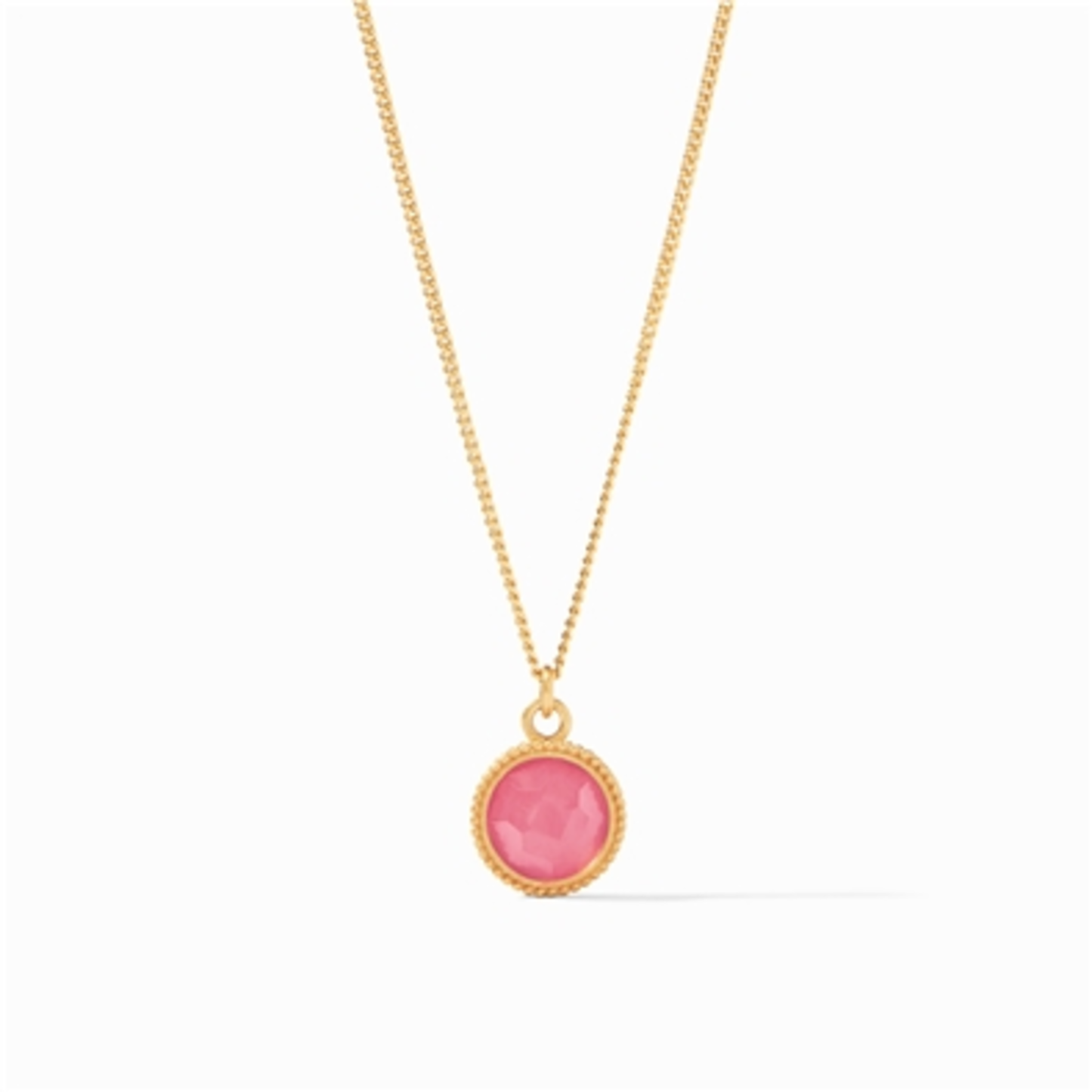 FLEUR-DE-LIS SOLITAIRE NECKLACE, IRIDESCENT PEONY PINK