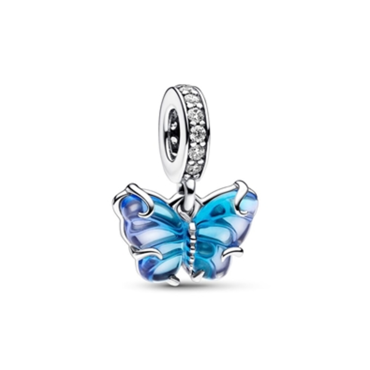 BLUE MURANO GLASS BUTTERFLY DANGLE CHARM