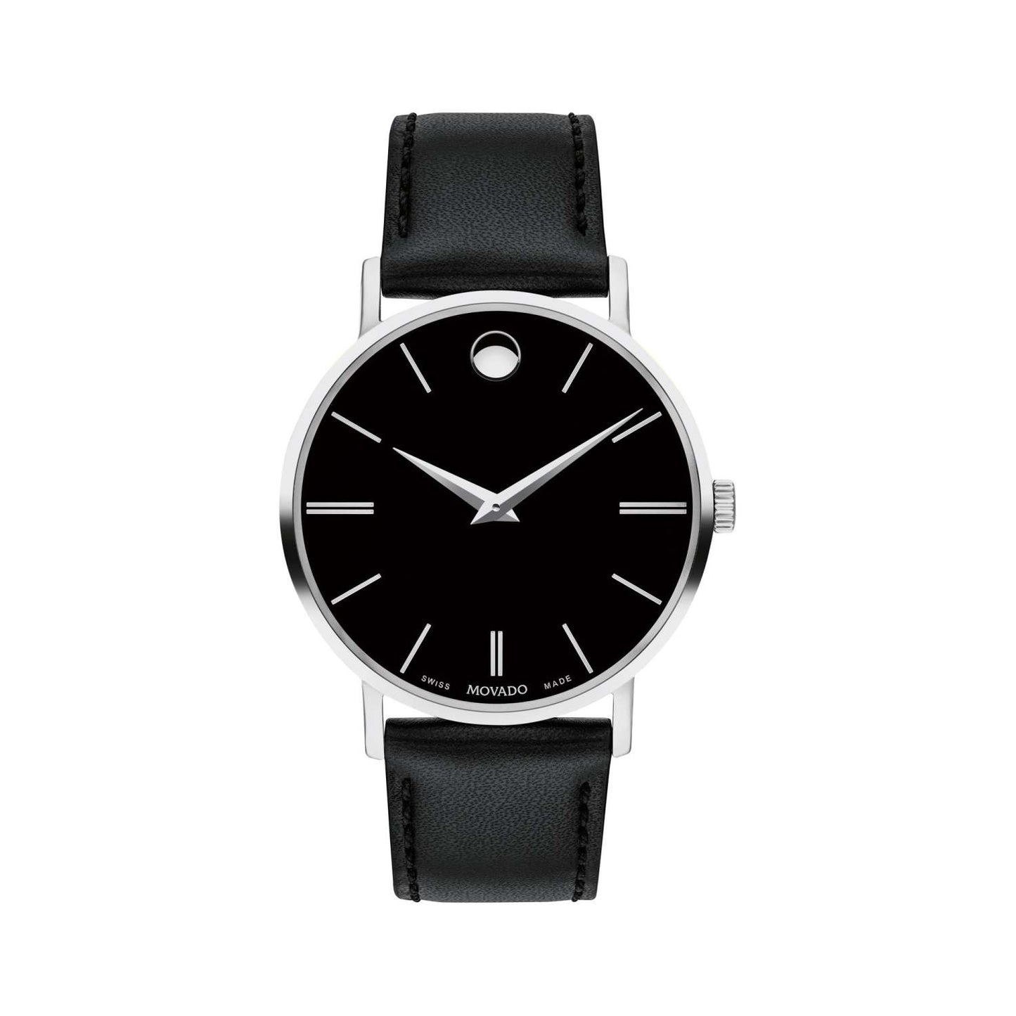 MENS CORPORATE EXCLUSIVE BLACK LEATHER STRAP WATCH BLACK DIAL