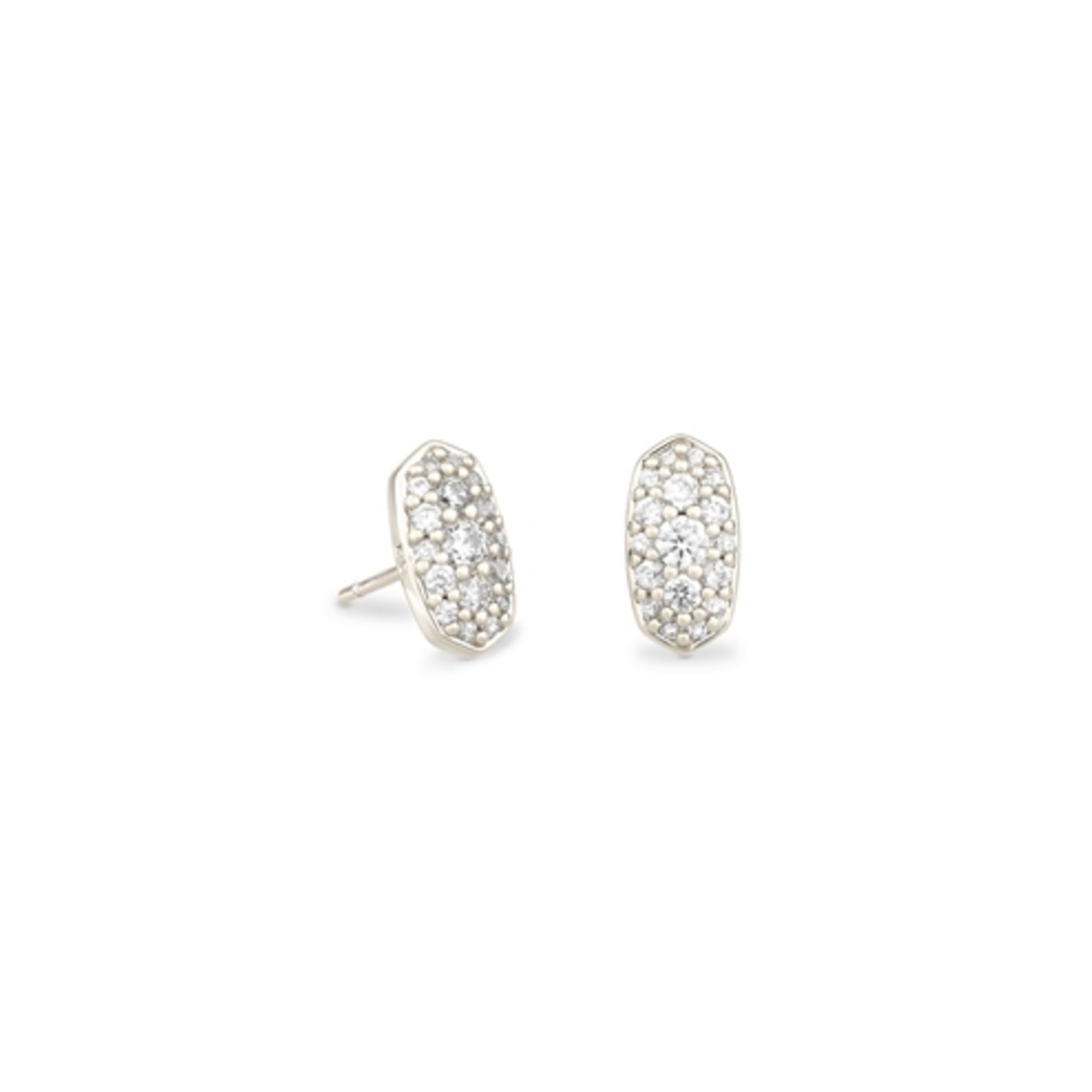 GRAYSON CRYSTAL STUD EARRINGS, RHODIUM METAL WHITE CZ