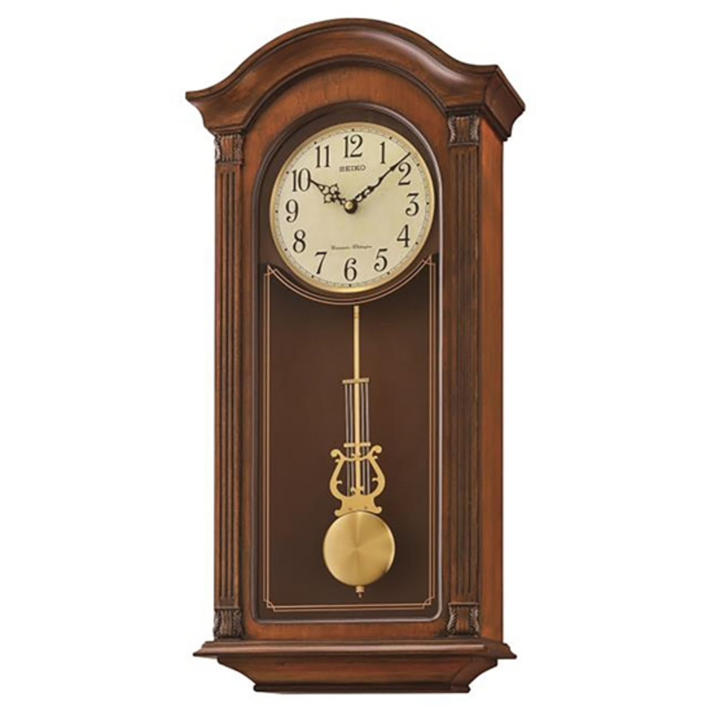 PENDULUM AND CHIMES CLOCK, BROWN