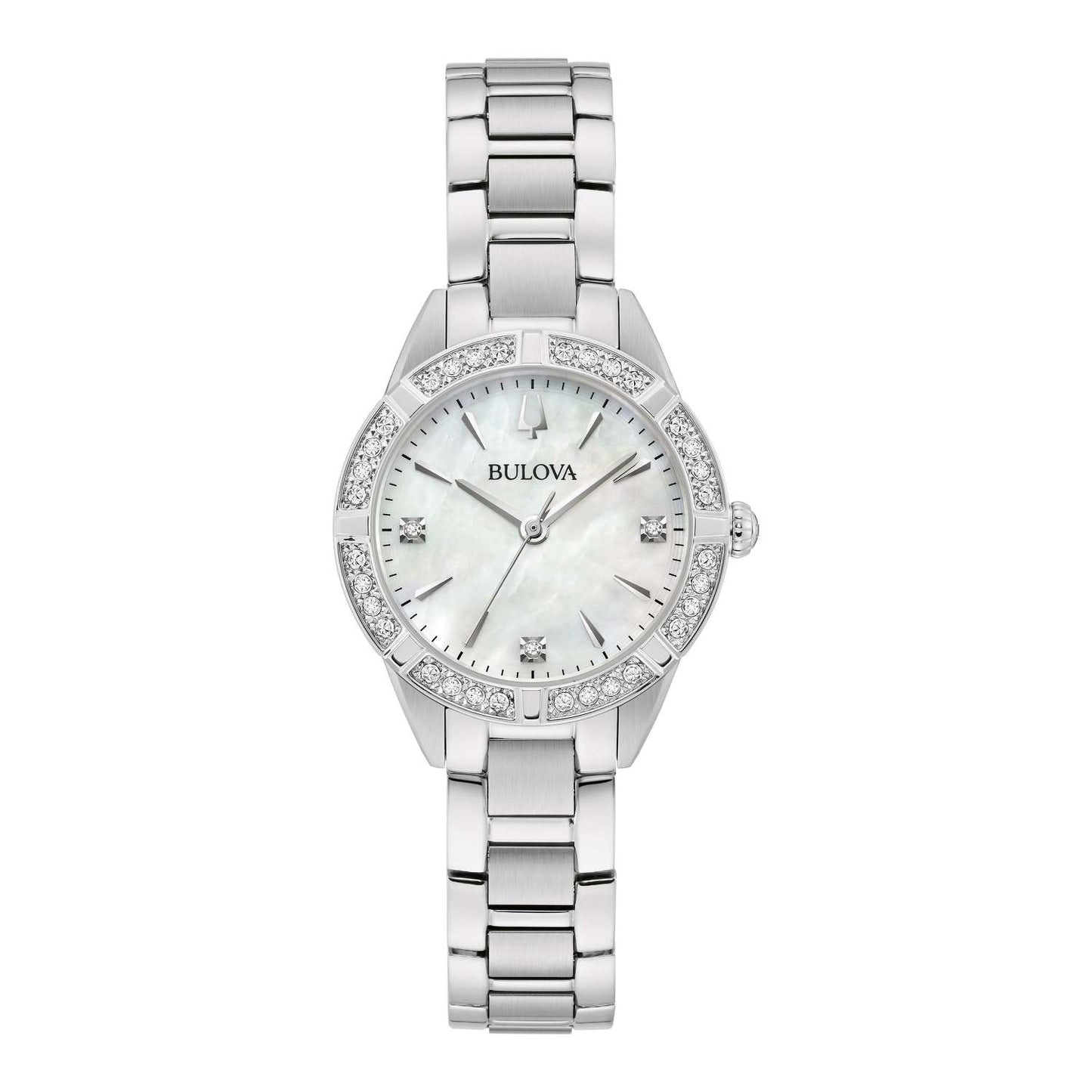 LADIES' SUTTON SLIM DIAMOND SILVER-TONE STAINLESS STEEL WATCH, MOP DIAL