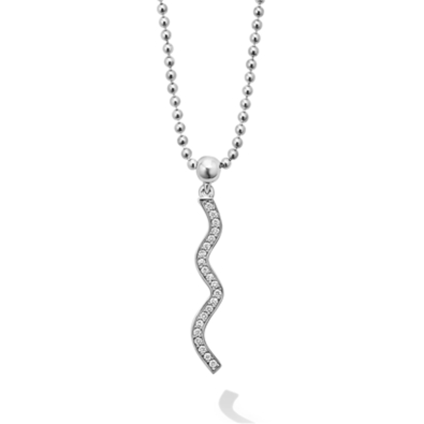 WAVE DIAMOND PENDANT NECKLACE, STERLING SILVER