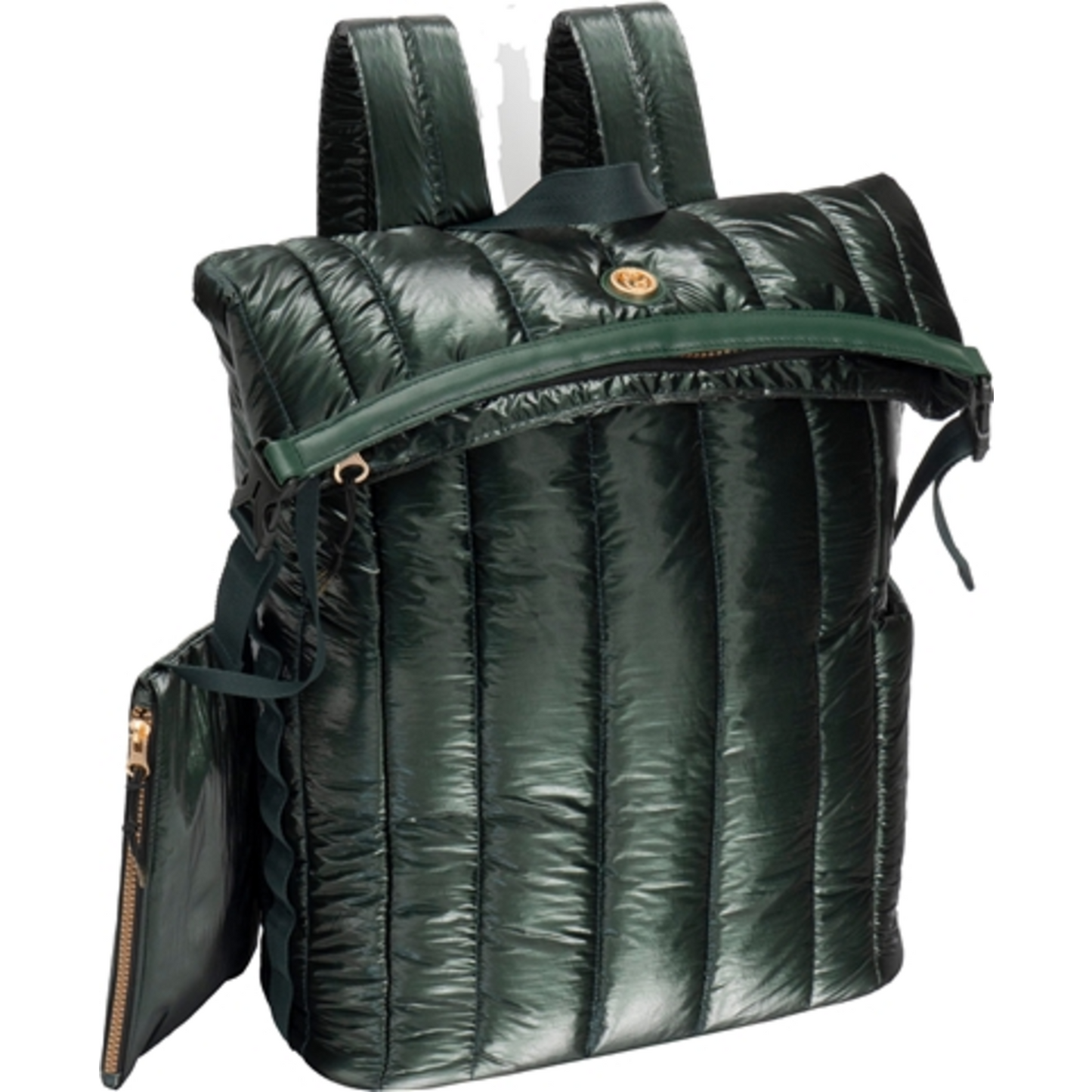 METALLIC QUILTED BACKPACK, EMERALD, 18"