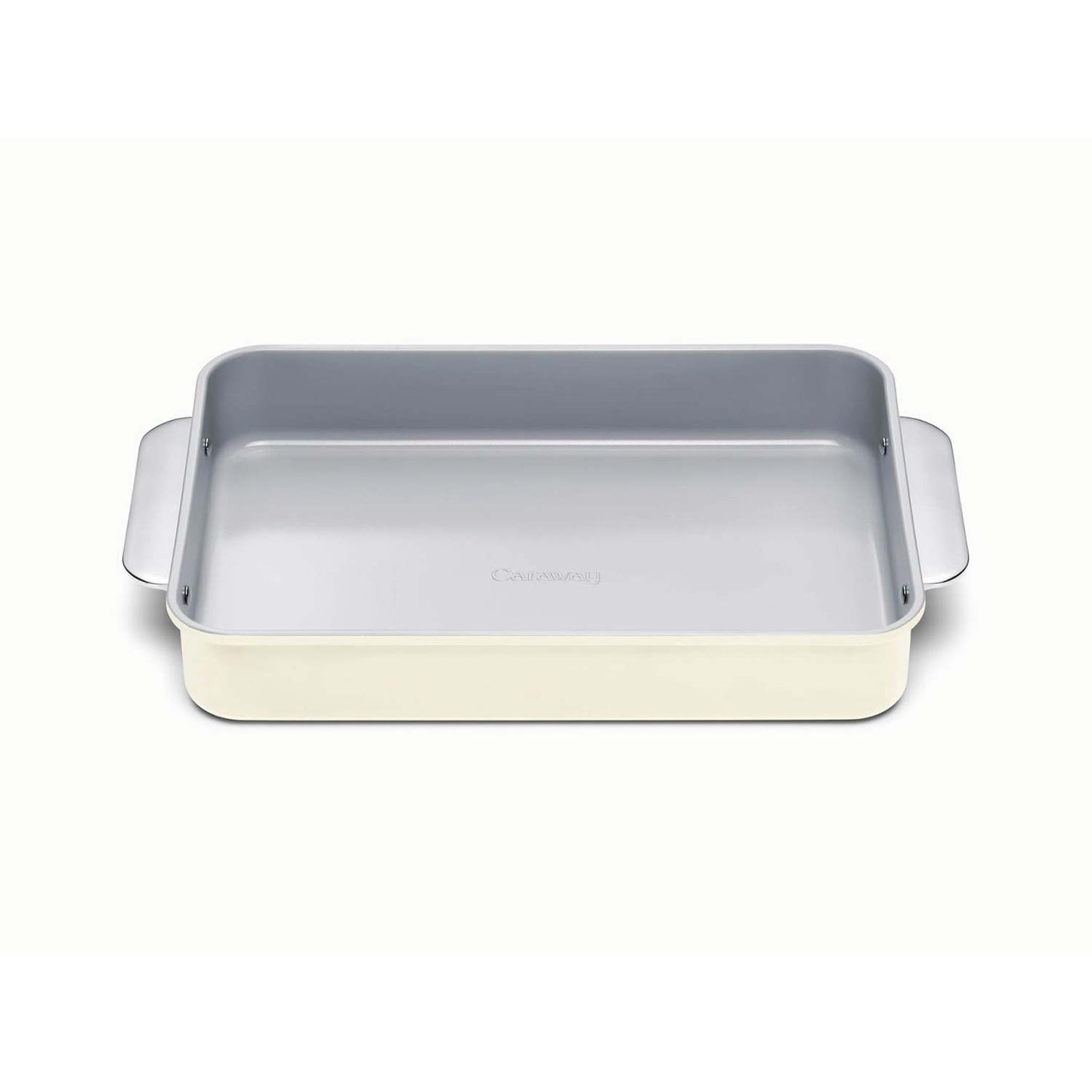 NONSTICK CERAMIC RECTANGLE PAN W/ HANDLES CREAM