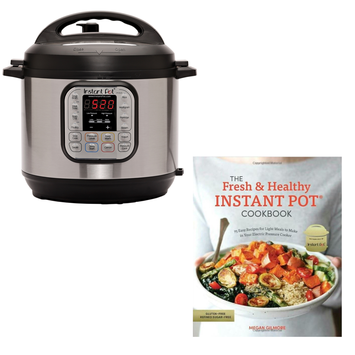 INSTANT POT DUO 8-QT. 7-IN-1 PRESSURE COOKER + FRESH & HEALTHY COOKBOOK