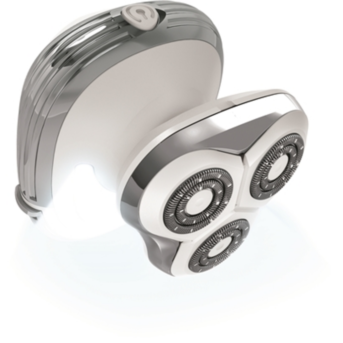 LADIES' ROTARY SHAVER W/ LED LIGHT, WHITE AND SILVER