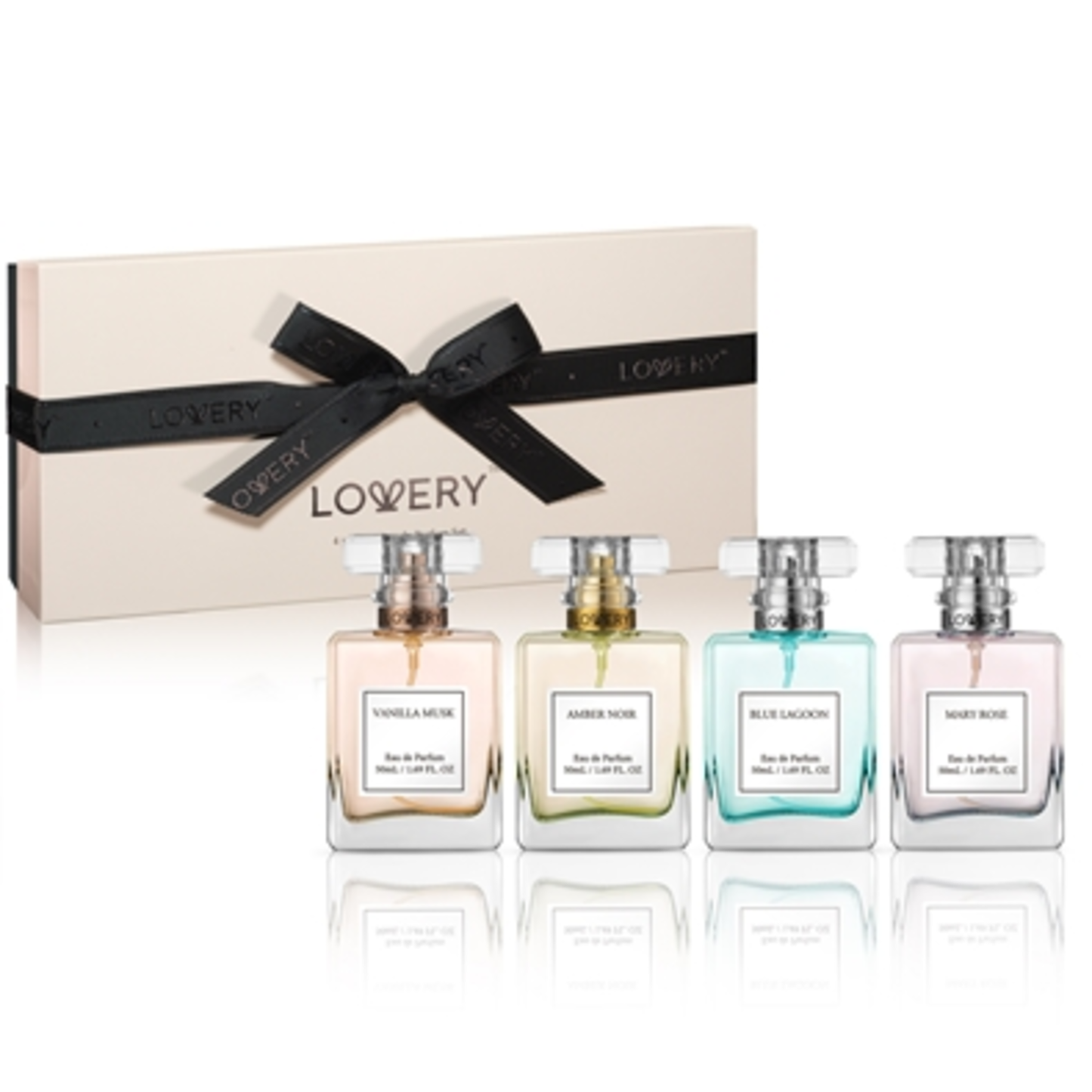 PERFUME SET FOR WOMEN, LAVENDER, BLACK, PINK, 4 PIECES