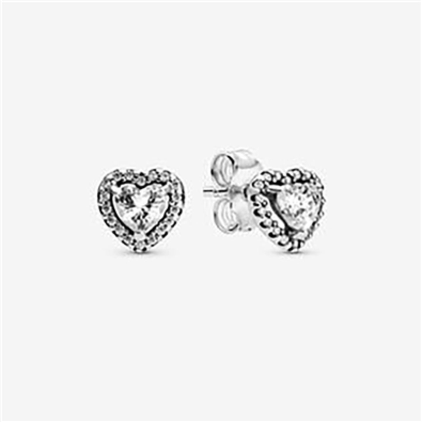 ELEVATED HEART STUD EARRINGS, CLEAR, ONE SIZE