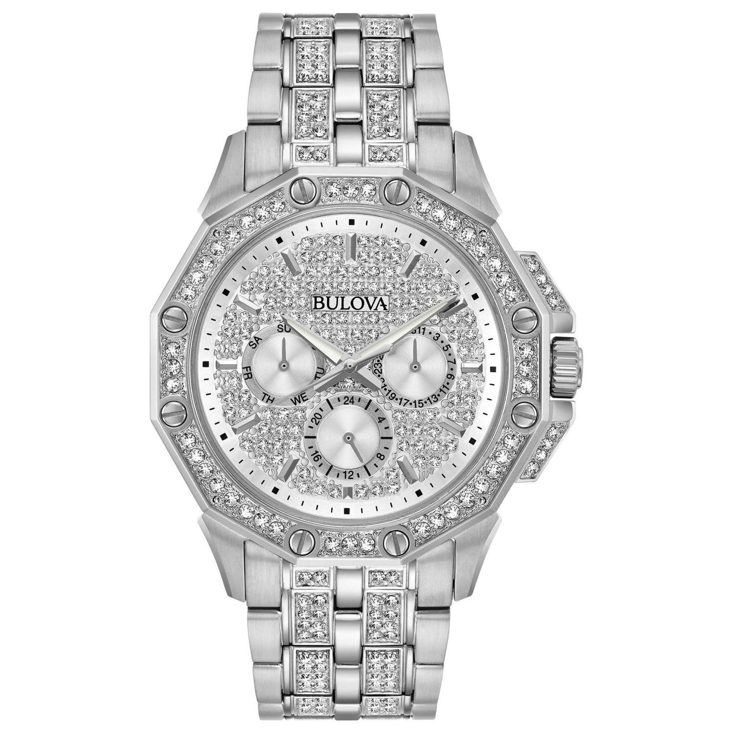 MENS OCTAVA SILVER SWAROVSKI CRYSTAL WATCH