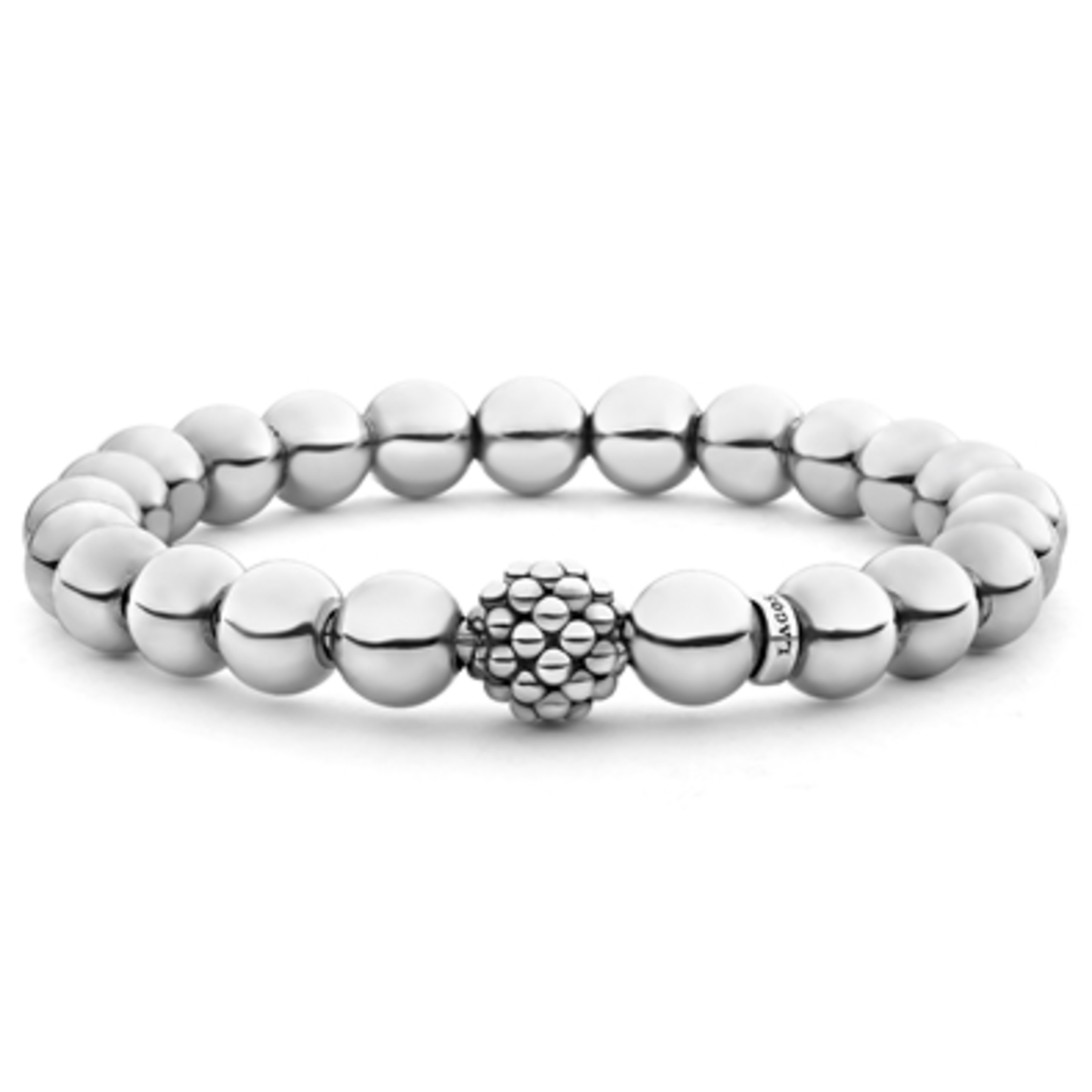 SILVER BEAD CAVIAR BRACELET, MEDIUM