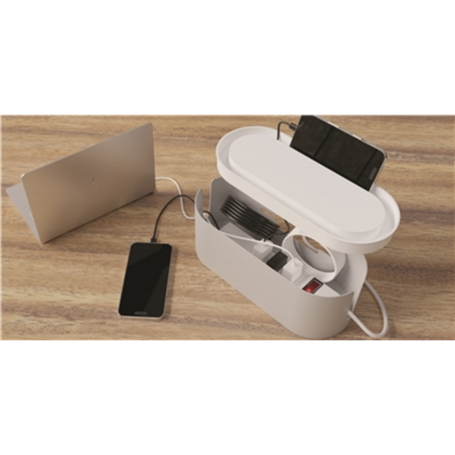 CABLE MANAGEMENT OFFIC ORGANIZER BOX, WHITE