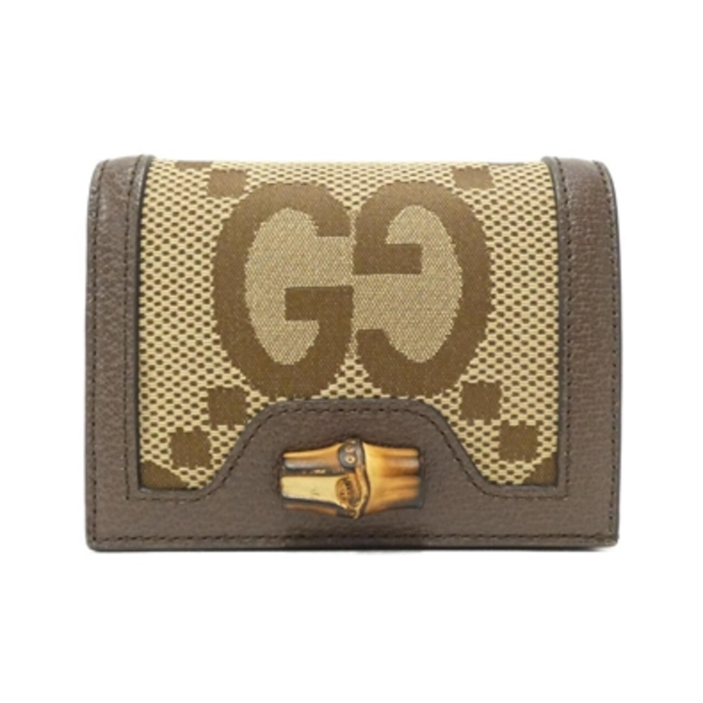 DIANA JUMBO GG CANVAS CARD CASE, CAMEL / BROWN GOLD