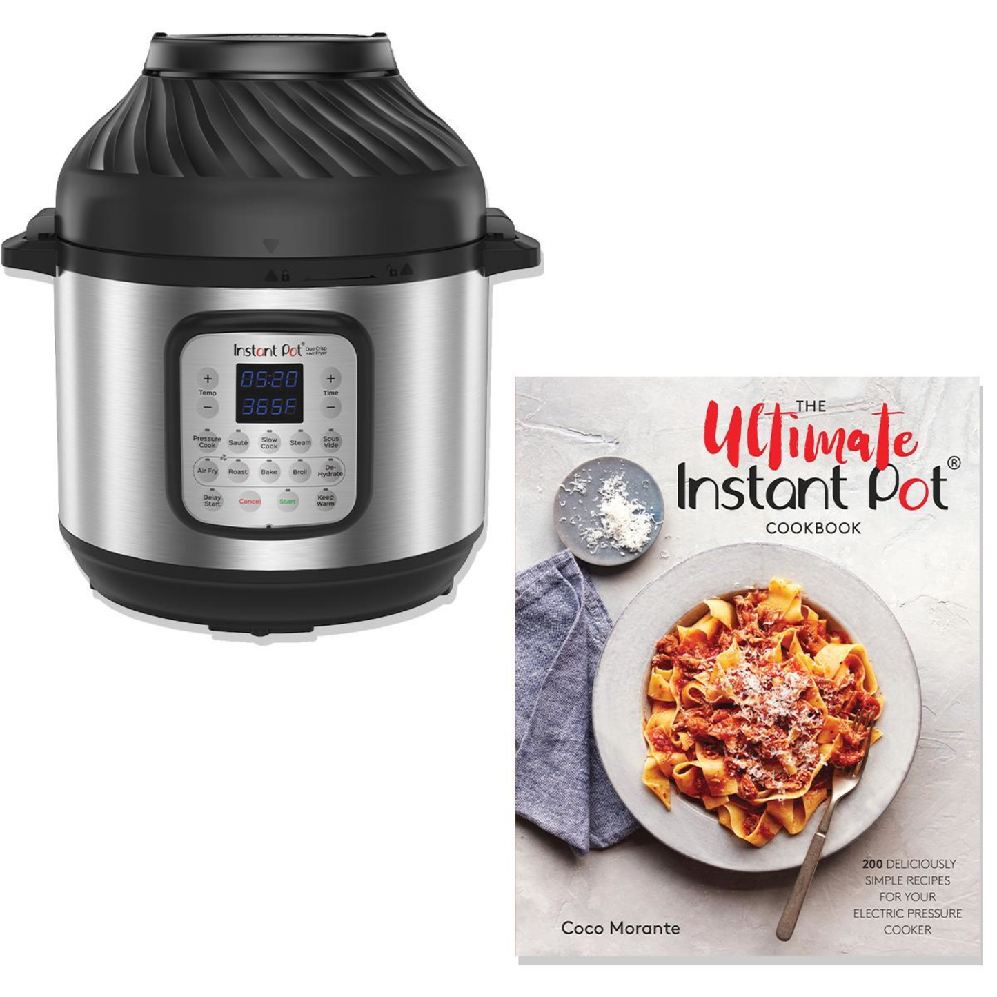 INSTANT POT DUO CRISP 8-QT. PRESSURE COOKER + AIR FRYER & THE ULTIMATE INSTANT POT COOKBOOK