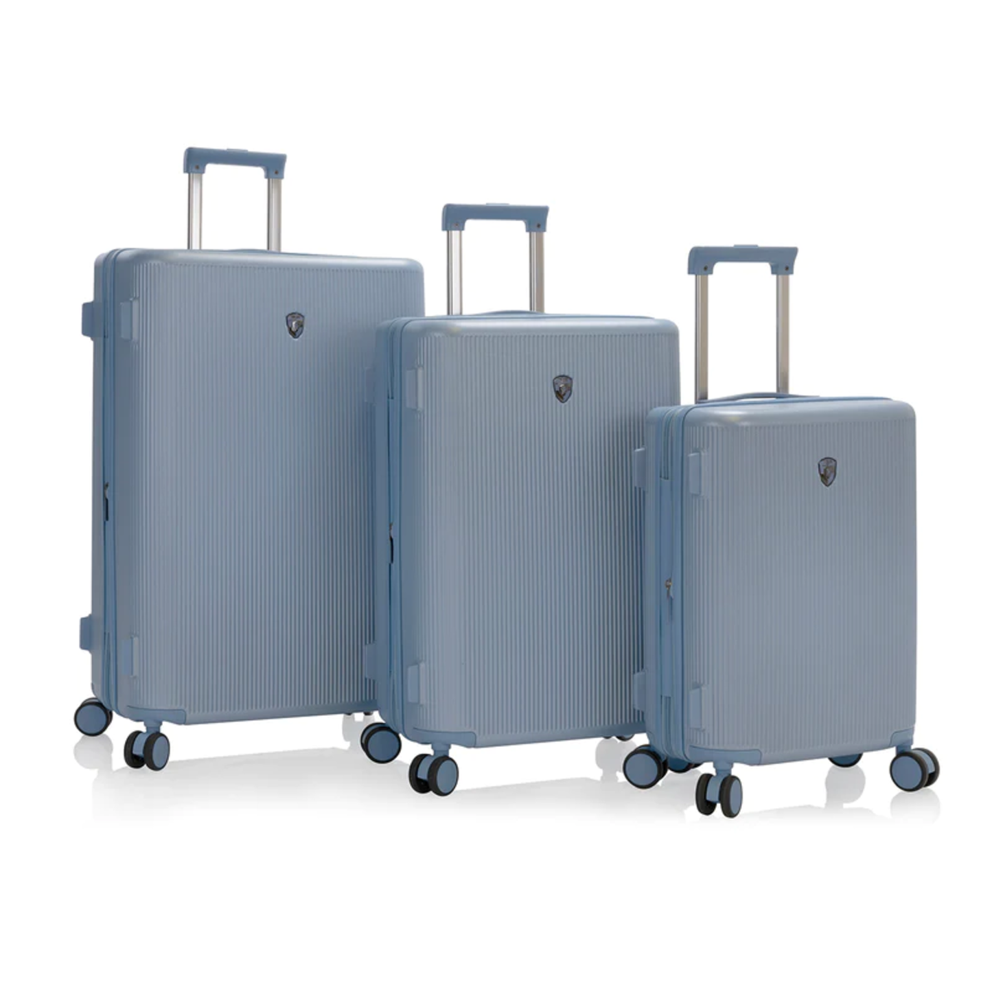 HEYS EARTH TONES 100% PC 3PC LUGGAGE SET - GALCIER GREY