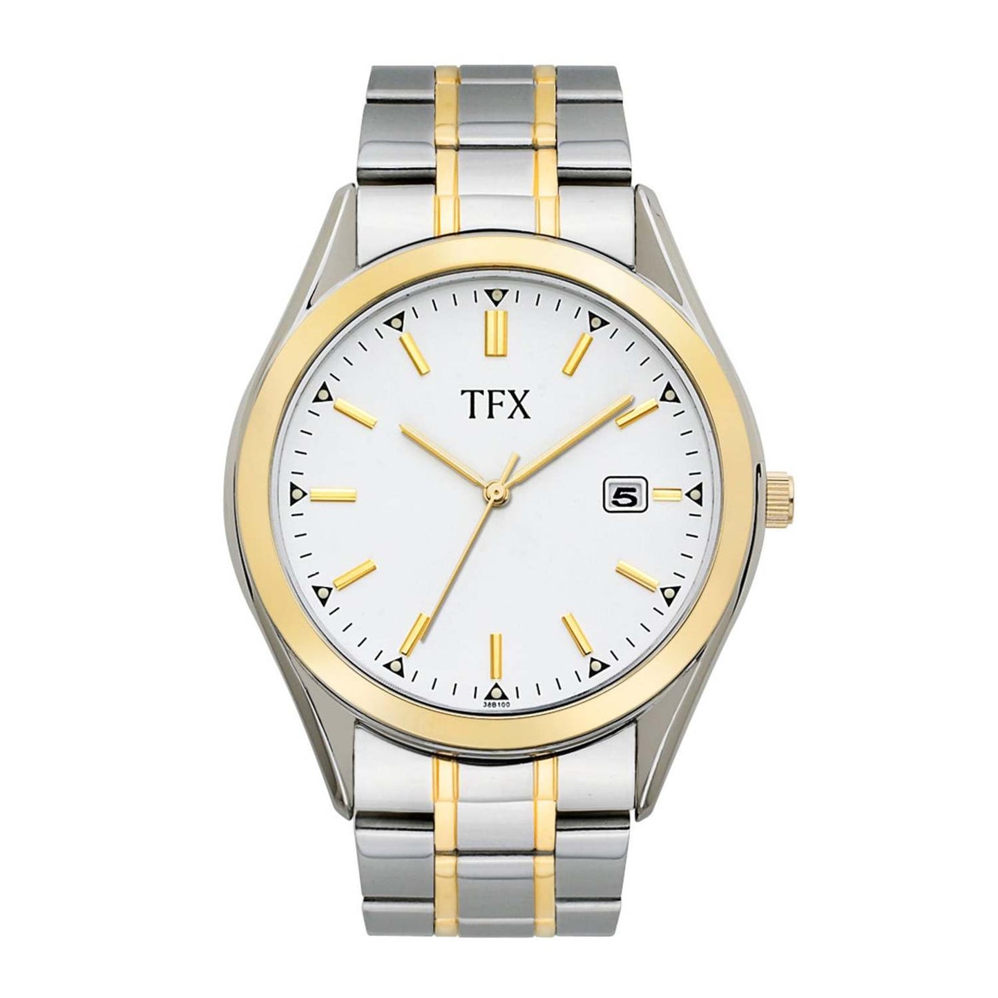 MEN'S TFX TWO TONE STAINLESS STEEL WATCH, WHITE DIAL