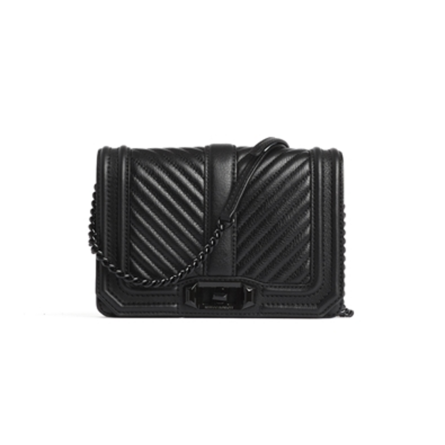 CHEVRON QUILTED SMALL CROSSBODY, BLACK