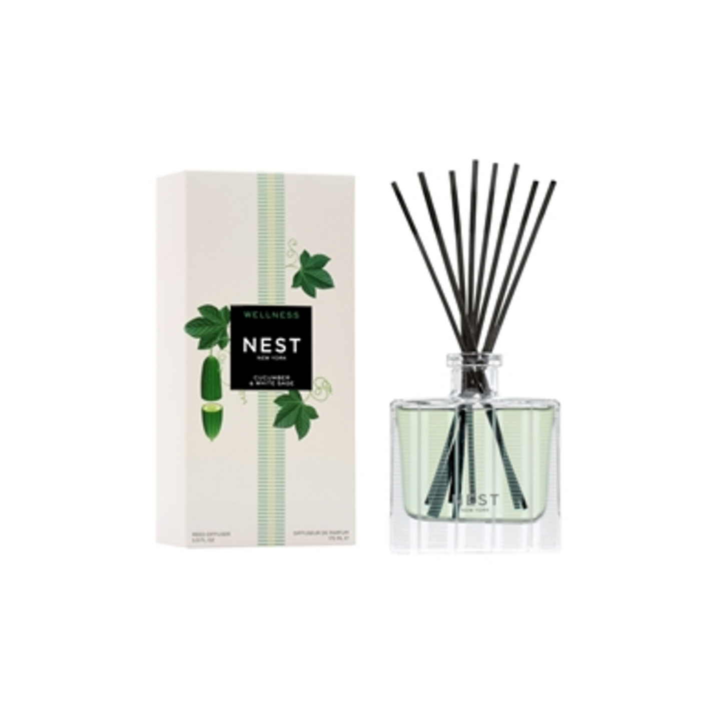 CUCUMBER AND WHITE SAGE REED DIFFUSER, GREEN