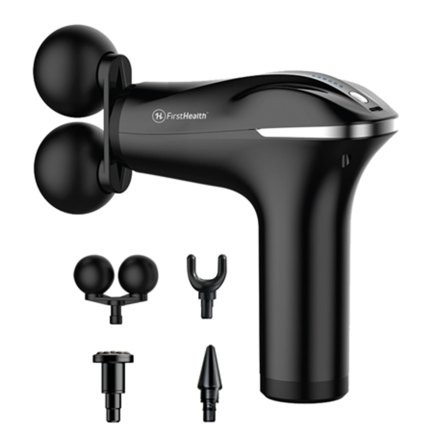 MINI MASSAGE GUN W/ HEAD ATTACHMENT, BLACK