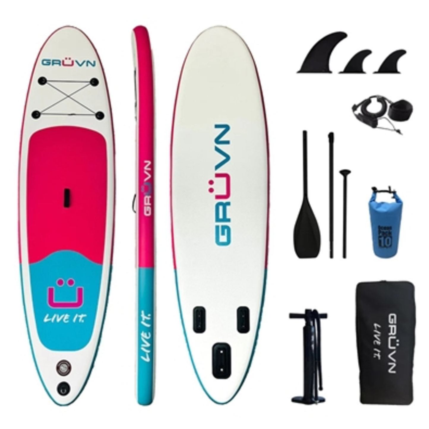 10'6 ALL AROUND INFLATABLE PADDLE BOARD, BLUE/MAGENTA, 106 X 33β