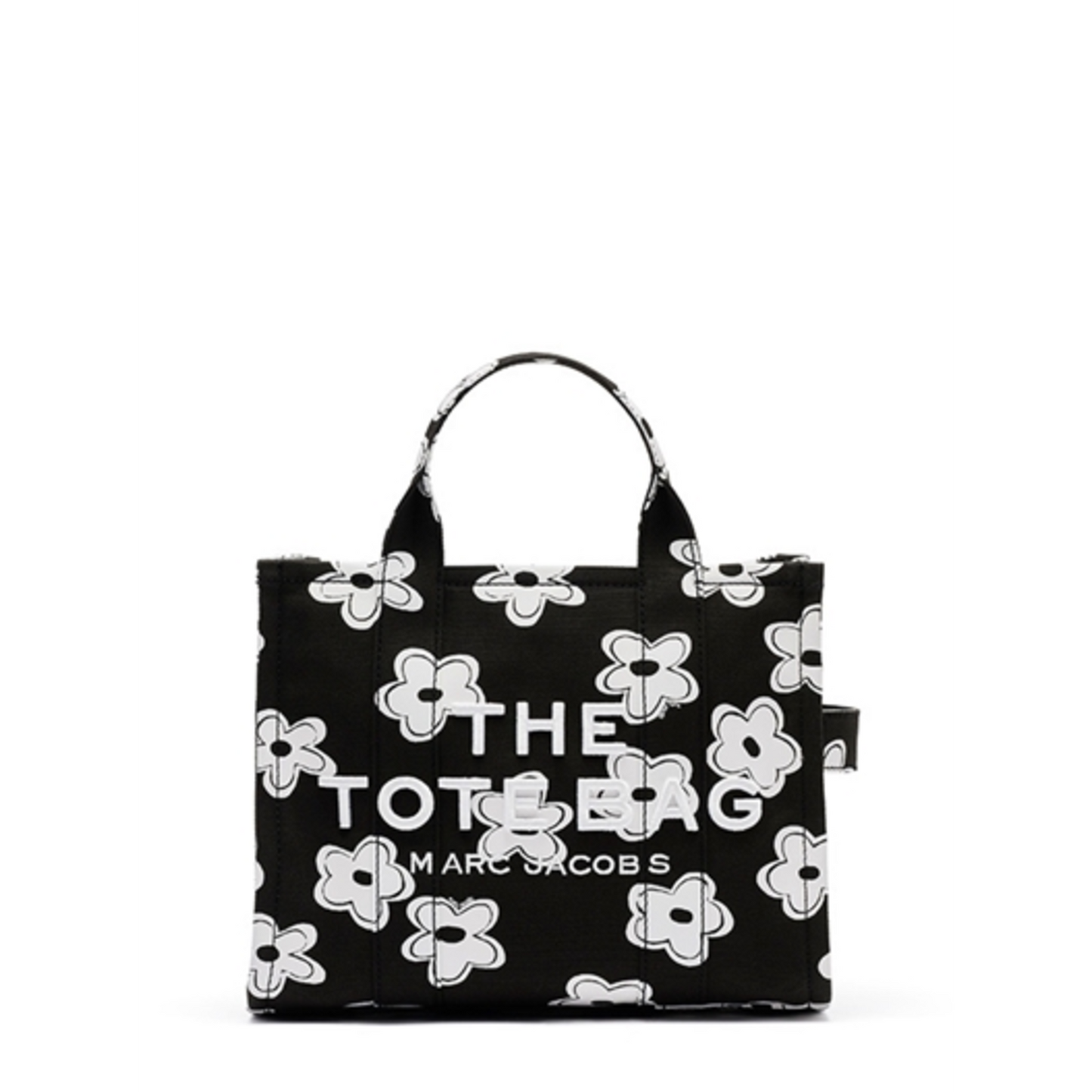 THE DAISY CANVAS MEDIUM TOTE BAG, BLACK/WHITE