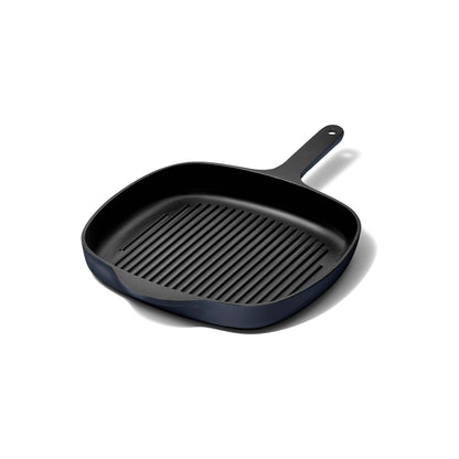10.5" ENAMELED CAST IRON GRILL PAN DARK NAVY