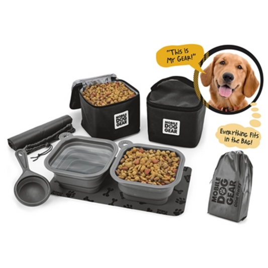 MDG DINE AWAY SET (MED/LG DOGS) TM, BLACK, LG
