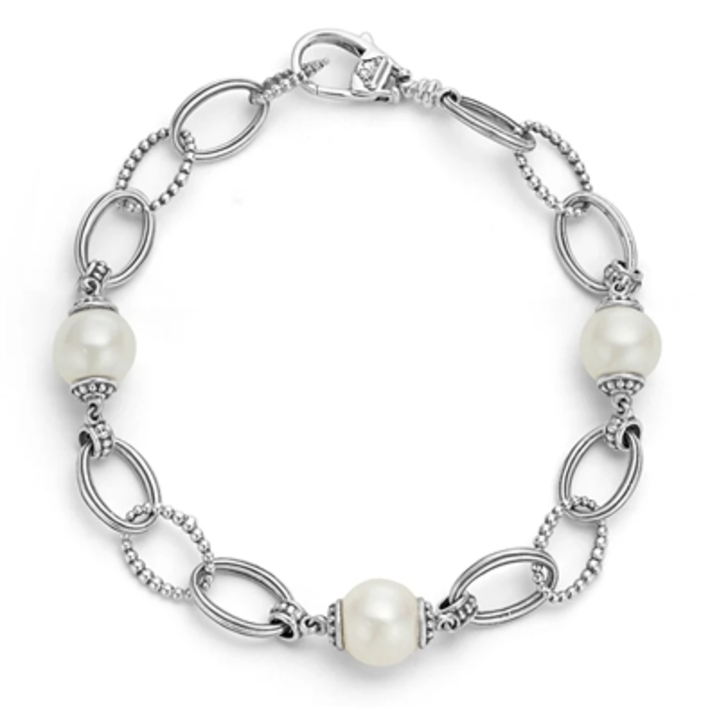 CAVIAR PEARL LINK BRACELET, 8"