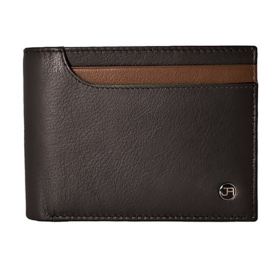 ORGANIC WALLET, TWO-TONE, BI-FOLD WALLET, BLACK/COGNAC