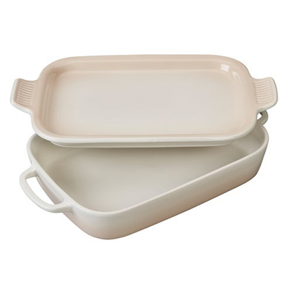 2.75QT STONEWARE RECTANGULAR DISH W/ PLATTER LID MERINGUE