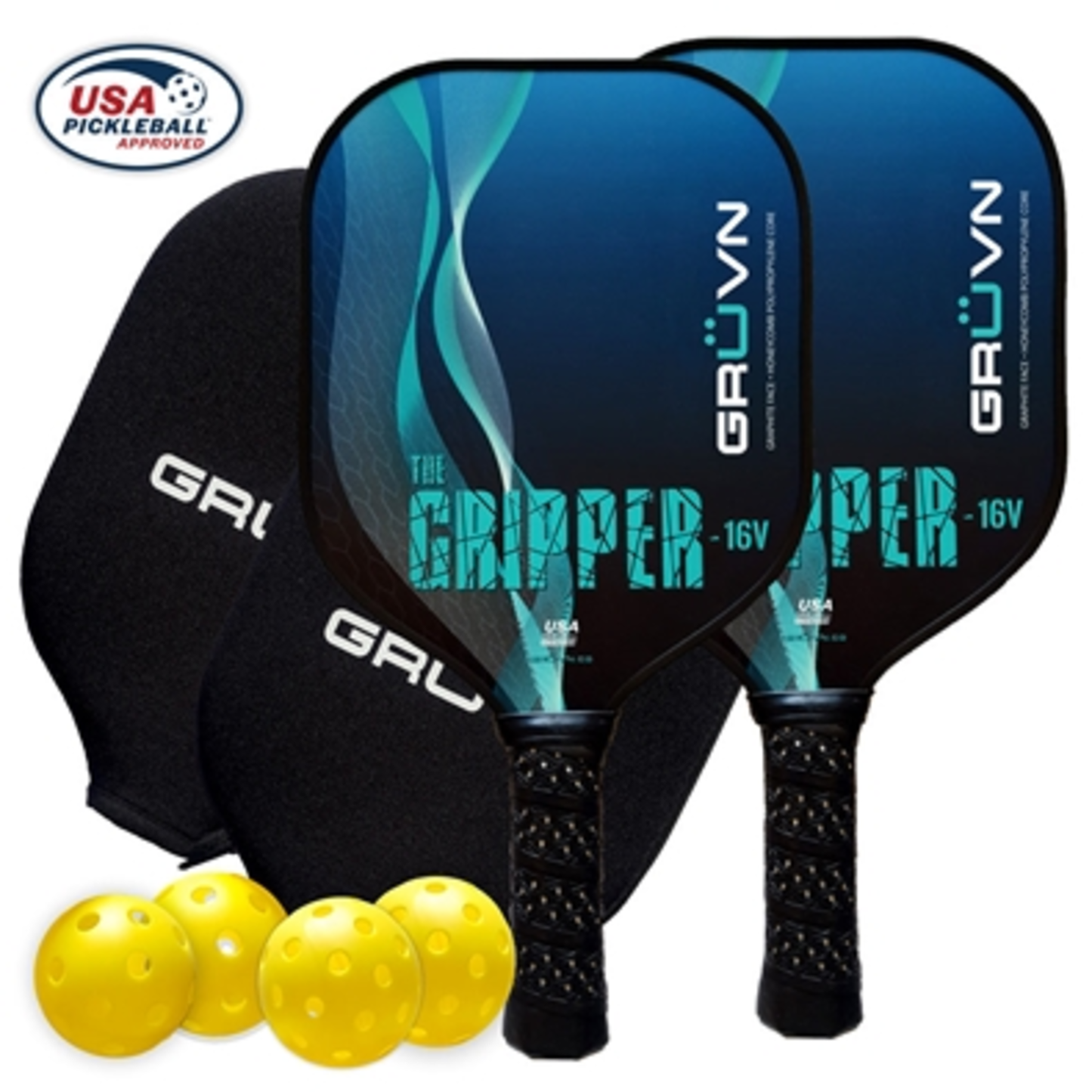 STARTER SET-2 GRIPPER 16V  AND  4 BALLS, AQUA/WHITE, 15.7"