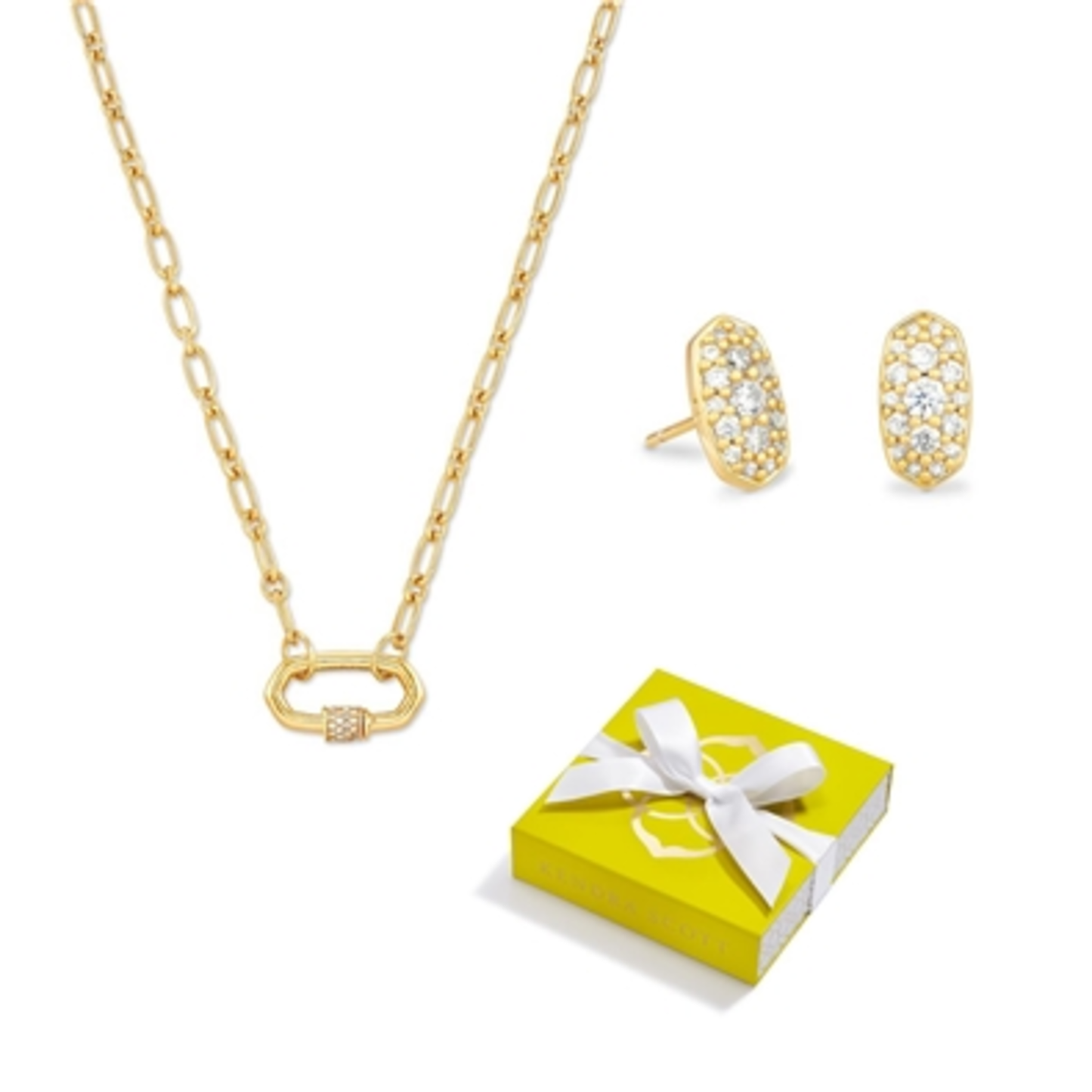 GRAYSON EARRINGS & BRISTOL LINK NECKLACE, 14K YELLOW GOLD/18K GOLD VERMEIL