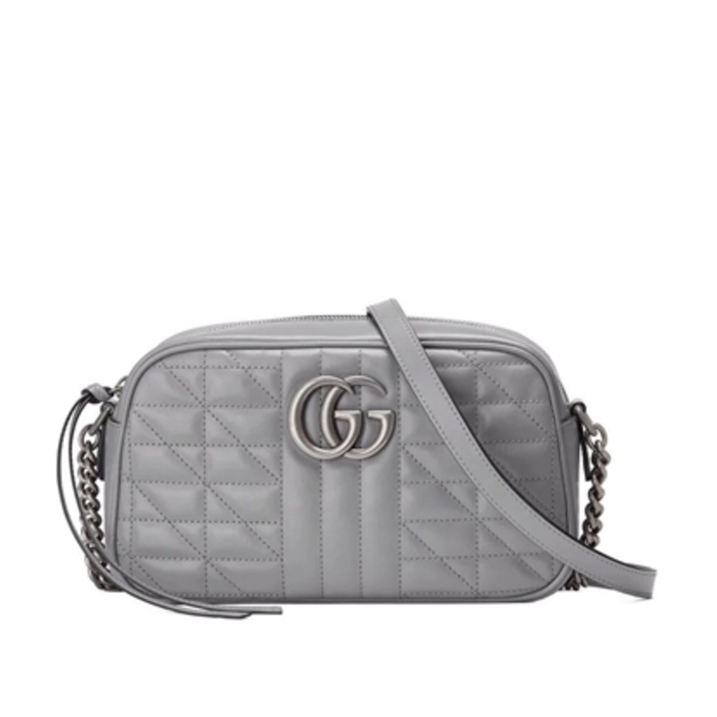 GG MARMONT SMALL SHOULDER BAG, DARK GREY/SILVER, 10X6X3