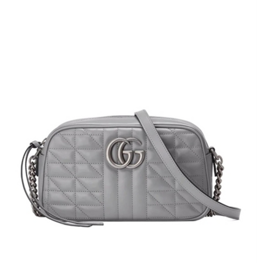 GG MARMONT SMALL SHOULDER BAG, DARK GREY/SILVER, 10X6X3