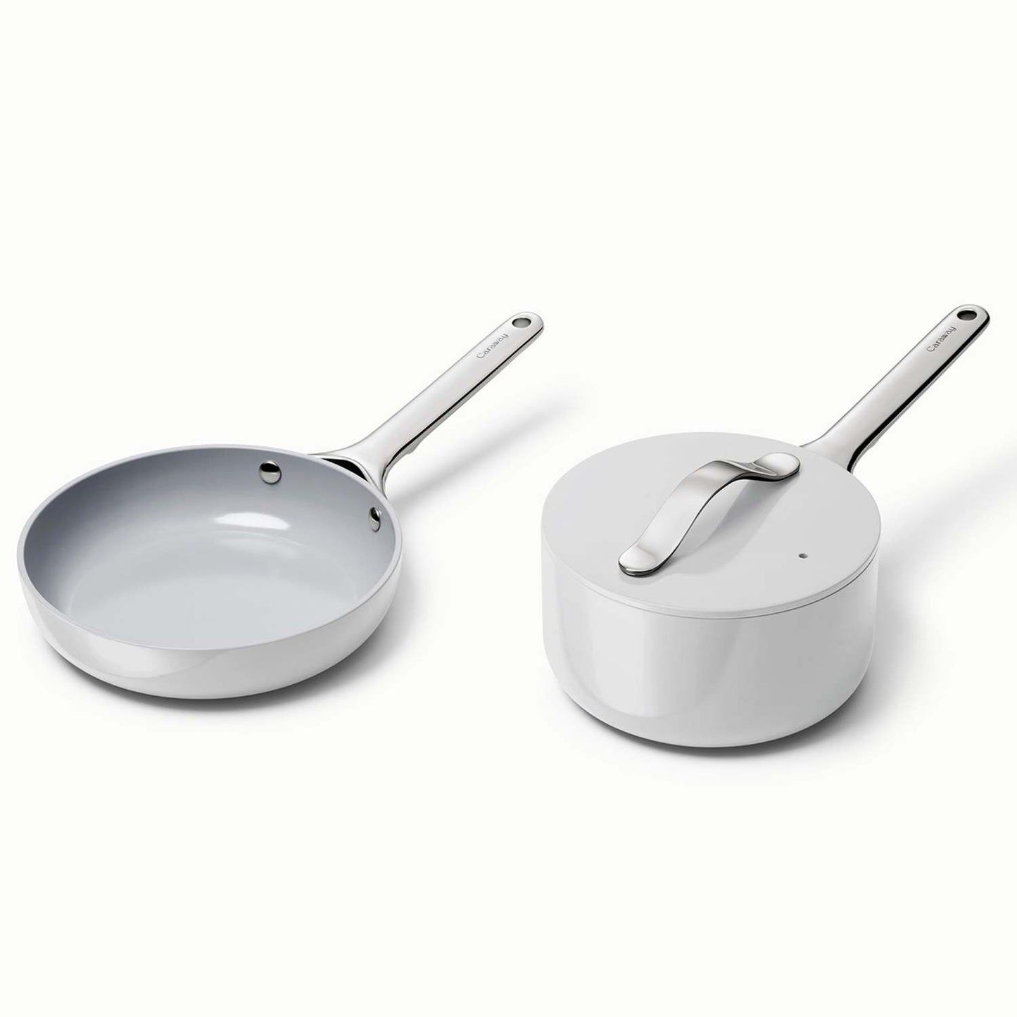 NONSTICK CERAMIC MINIS DUO COOKWARE SET - FRY PAN & SAUCEPAN GRAY