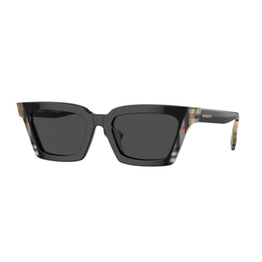 WOMEN'S NON POLARIZED SQUARE SUNGLASSES, BLACK VINTAGE CHECK/GREY, 52