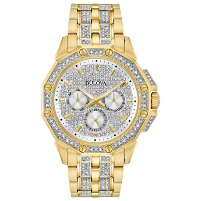 MENS OCTAVA GOLD-TONE & SWAROVSKI CRYSTAL WATCH