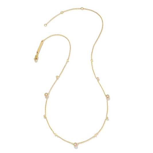 DAVIE TRIO STRAND NECKLACE, 18K GOLD VERMEIL WHITE SAPPHIRE