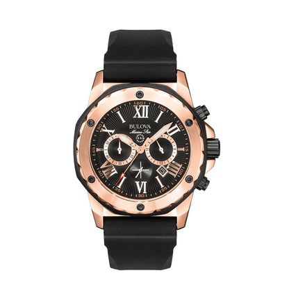 MARINE STAR MENS BLACK RUBBER BAND WATCH BLACK DIAL