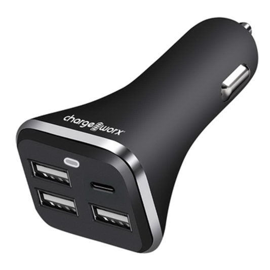4 PORT USB CAR CHARGER, BLACK