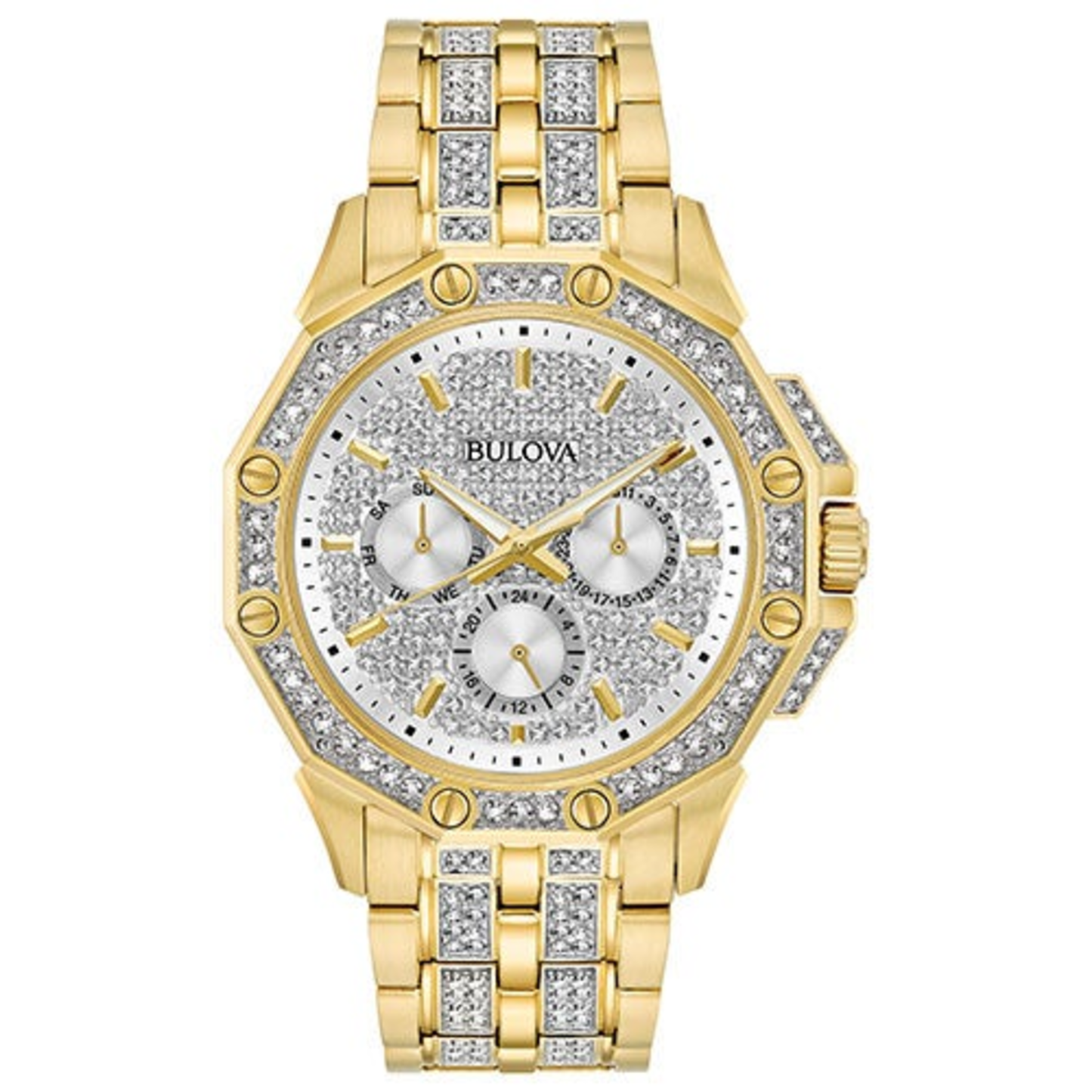 MENS OCTAVA GOLD-TONE & SWAROVSKI CRYSTAL WATCH