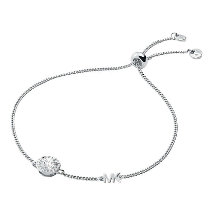 MK PAVE HALO SILVER SLIDER BRACELET