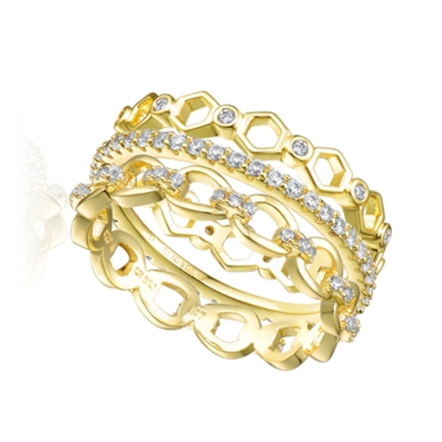 14K YELLOW GOLD LUXURY STATEMENT RING, GOLD, 6"