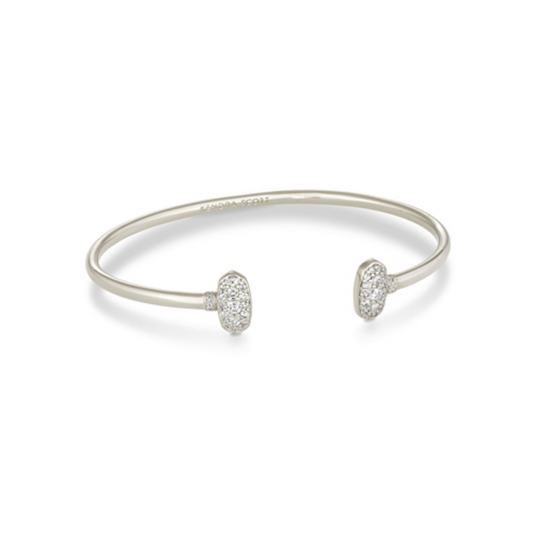 GRAYSON CRYSTAL CUFF BRACELET, RHODIUM METAL WHITE CZ